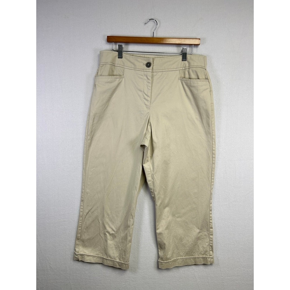 Classic Sag Harbor Womens 12 Tan Stretch Cropped Capri Pants Classic Comfort